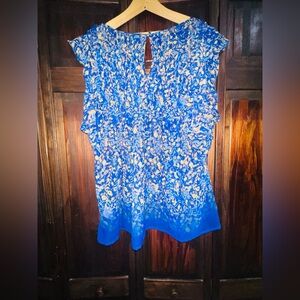 Jessica Simpson Vibrant Blue and Yellow Floral‎ Blouse